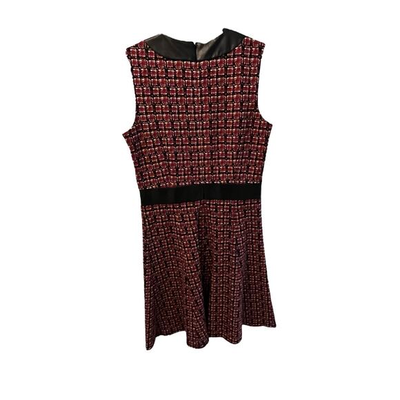 J.McLaughlin Women's Sleeveless Plaid Tweed Pattern Dress w/ Leather Accents (S) - Picture 2 of 5